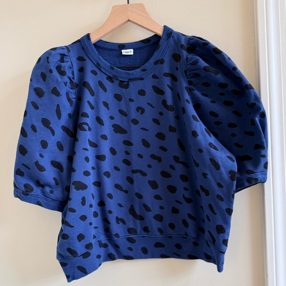 Clare V marine jag puff sleeve tee size small EUC